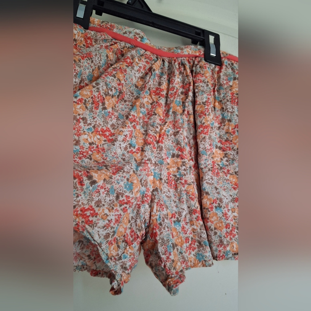 Floral Print Girls Short Skirt Flowy Sz 10/12 Summer Beachy Travel Casual Boho - Picture 3 of 4